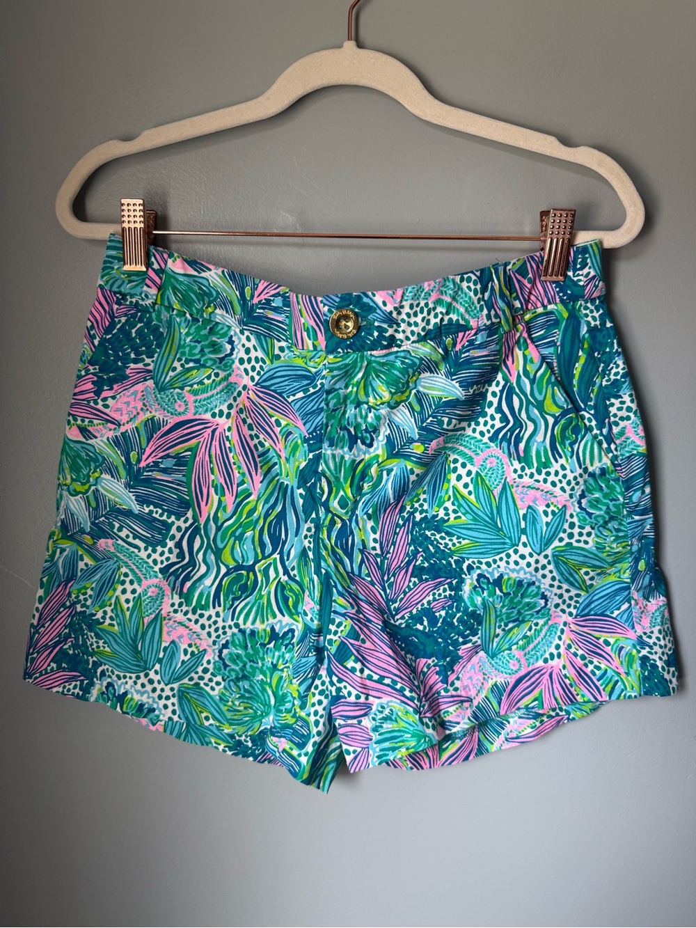 Lilly Pulitzer Green & Pink Gretchen Shorts Size 6